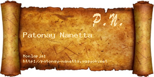 Patonay Nanetta névjegykártya